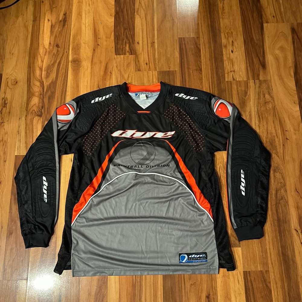 DYE Paintball Division Jersey Padded Long Sleeve Black Grey red Mens XL